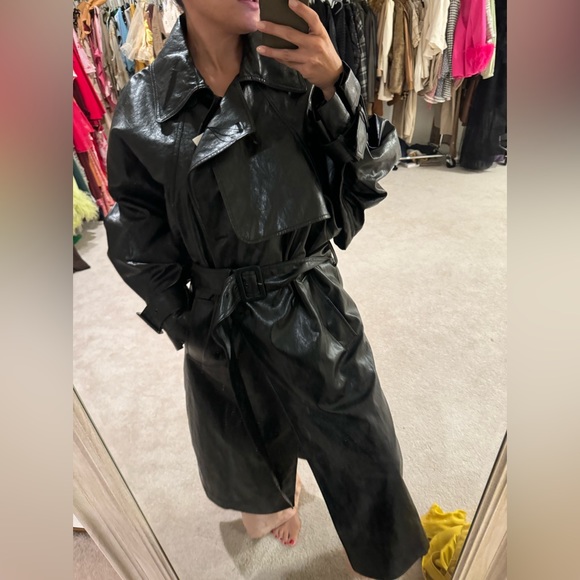 Zara belted faux leather trench coat - Picture 11 of 13